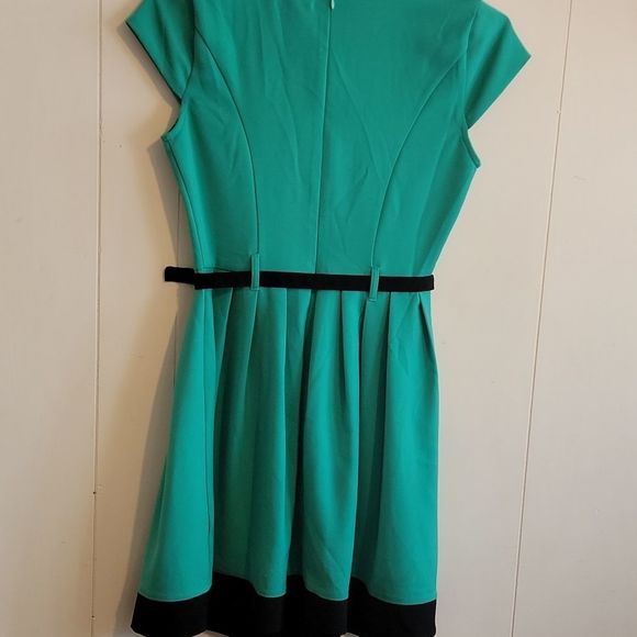 Blue Rain belted flare dress Medium - Picture 6 of 7
